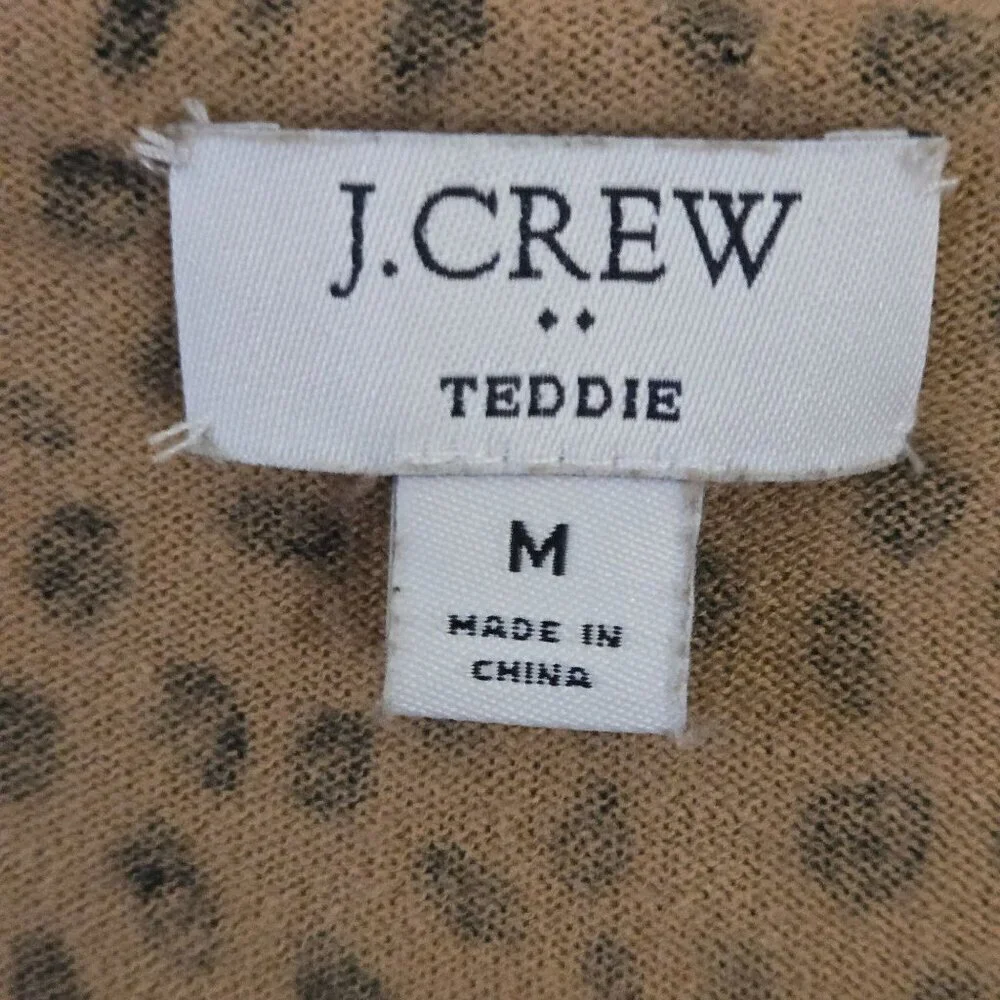 J.Crew Cheetah Teddie Sustainable 100% Cotton Crewneck Pullover Size M